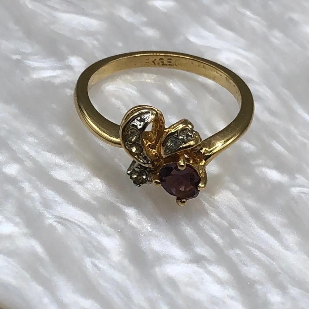 Vintage 8k Gold Electroplated Faux Gemtsone Costume Ring